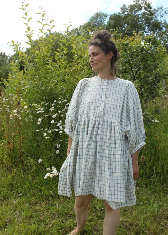 Jennifer Smock Dress in light blue check  Another Now