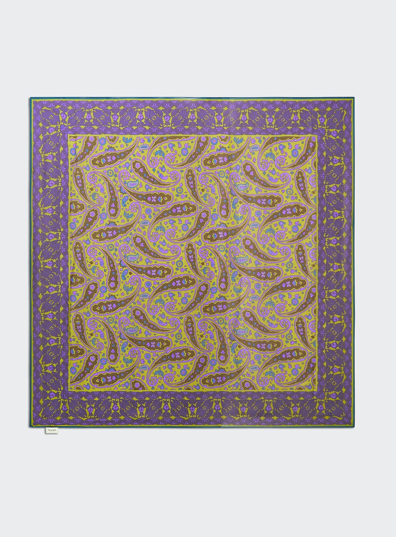 Tencel purple and gold paisley scarf
