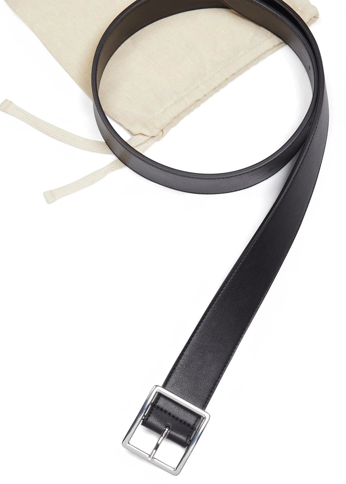 Women's 4cm Square Buckle Belt - Black