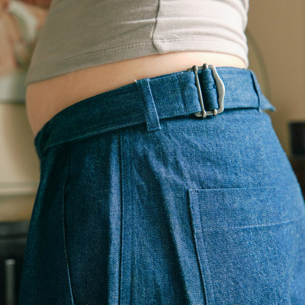 Adjustable waist wide leg jeans