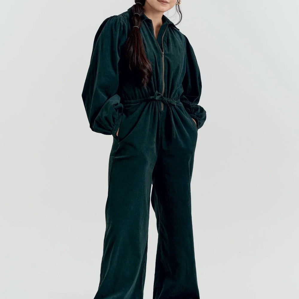 AMRITA Organic Cotton Corduroy Jumpsuit - Dark Marine