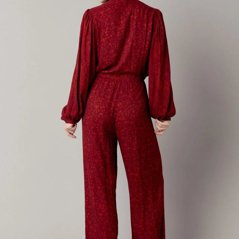 AVA - Rayon Jumpsuit Wine Red