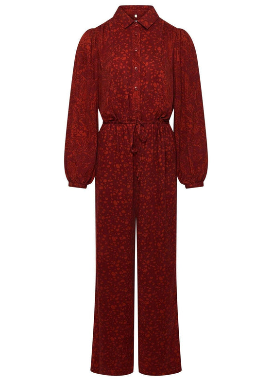 AVA - Rayon Jumpsuit Wine Red