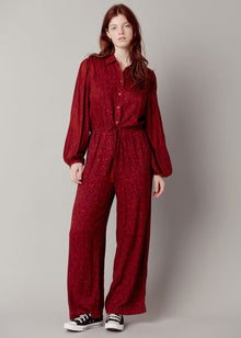  AVA - Rayon Jumpsuit Wine Red