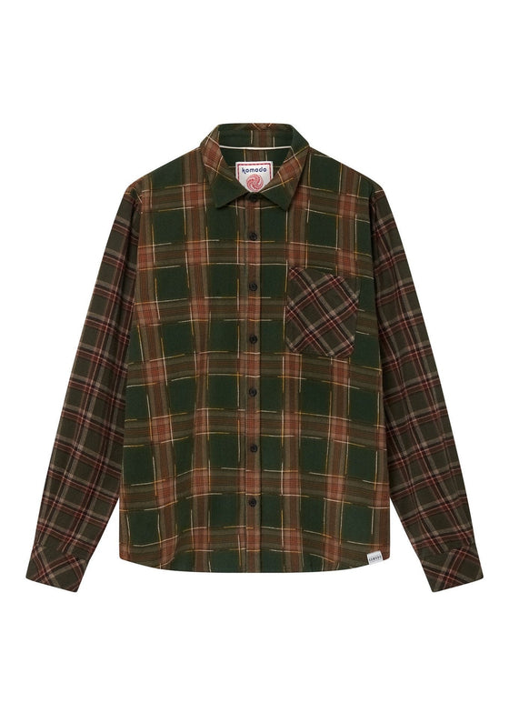 AXEL Flannel Patchwork Check Shirt - Green