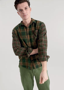  AXEL Flannel Patchwork Check Shirt - Green