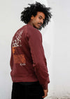 BLOCK TEXTURE - Organic Cotton Back Print Sweat Walnut