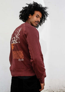  BLOCK TEXTURE - Organic Cotton Back Print Sweat Walnut