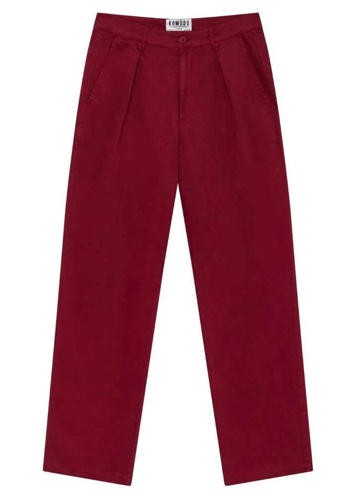 BOWIE - Loose Fit Organic Cotton Twill Trouser Wine Red