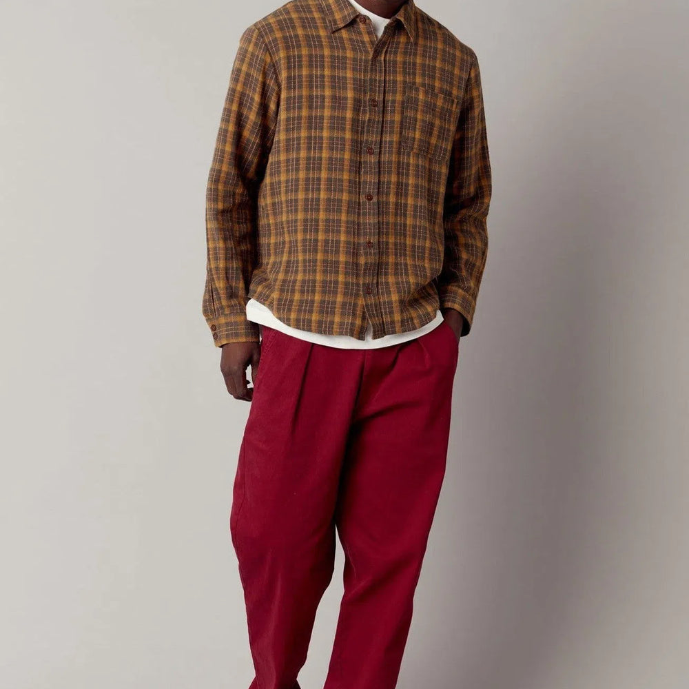 BOWIE - Loose Fit Organic Cotton Twill Trouser Wine Red