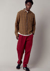 BOWIE - Loose Fit Organic Cotton Twill Trouser Wine Red