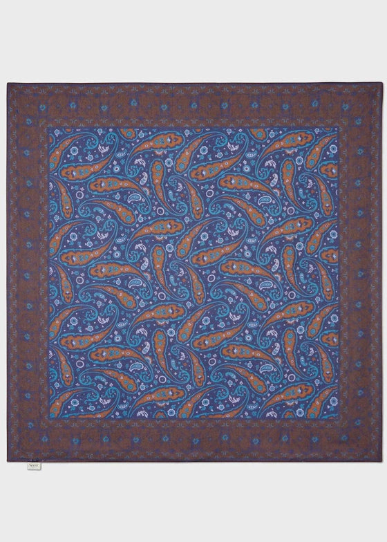 Biodegradable Italian Tencel Blue Paisley Flamboyant Scarf