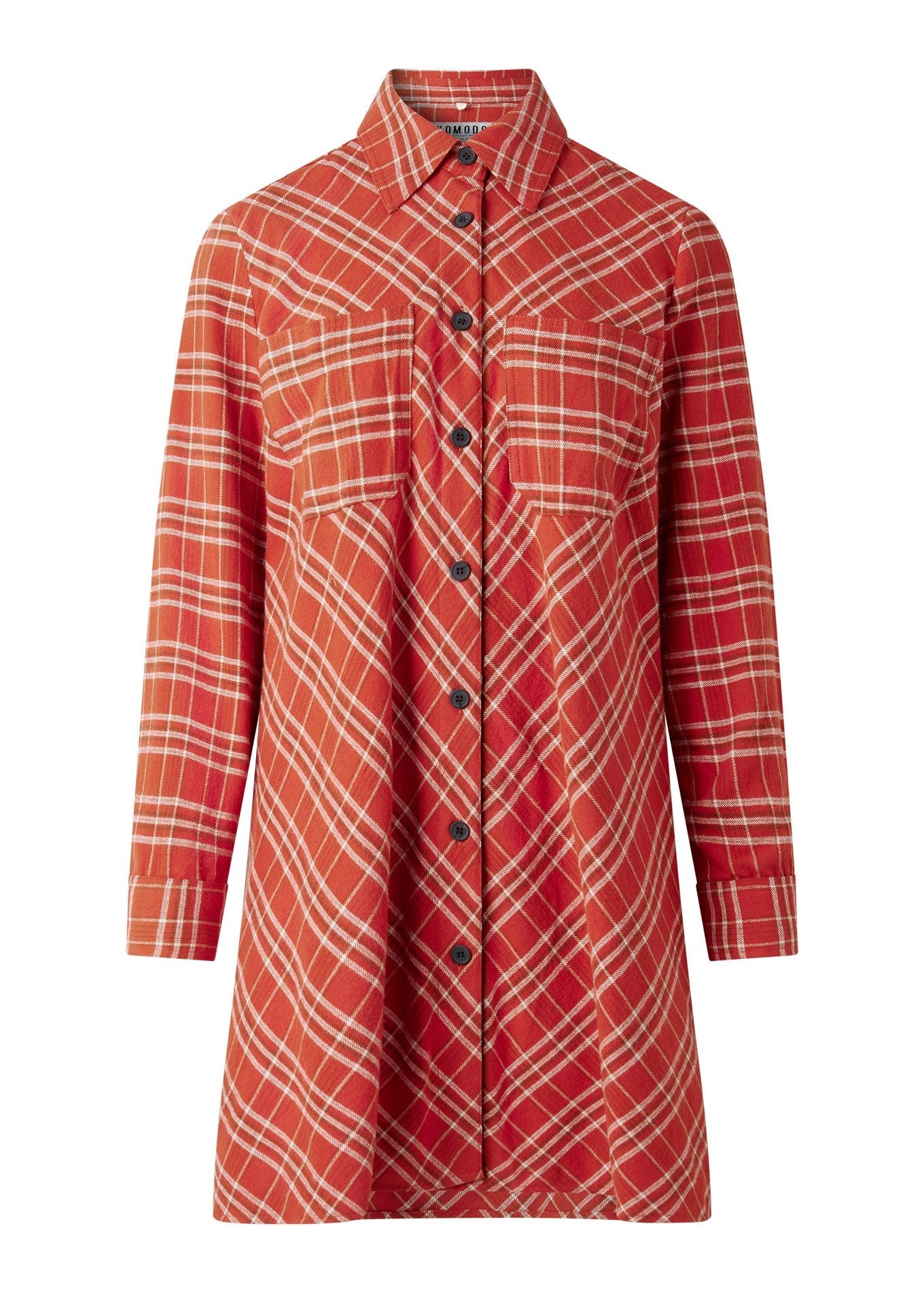 Red plaid coat on a white background