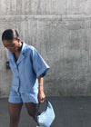 Cornflower Blue Linen Shorts and Shirt Set