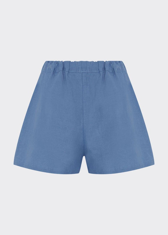 Cornflower Blue Linen Shorts and Shirt Set