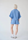 Cornflower Blue Linen Shorts and Shirt Set