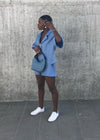 Cornflower Blue Linen Shorts and Shirt Set