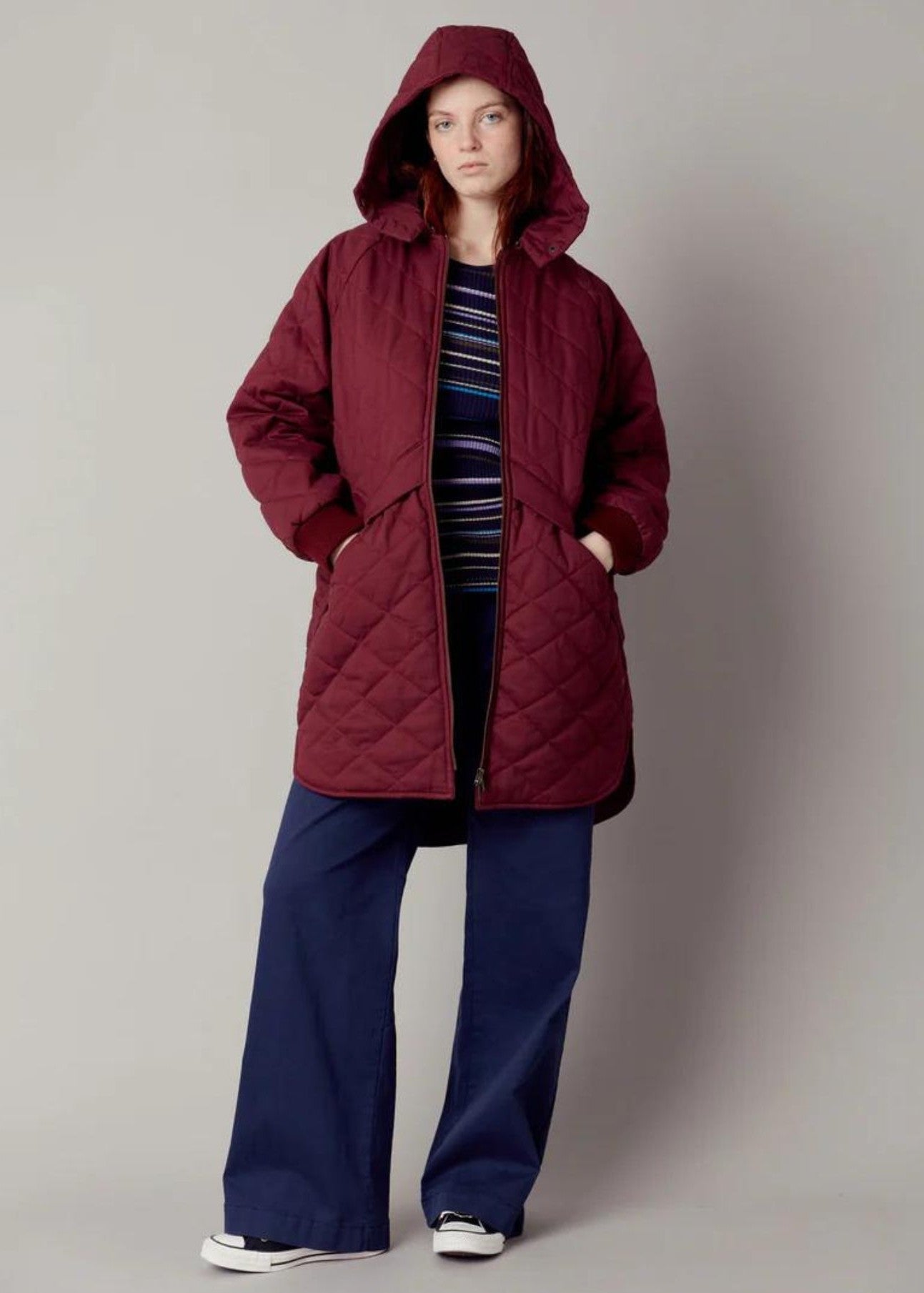 DANIELLA - Organic Cotton Coat Wine Red