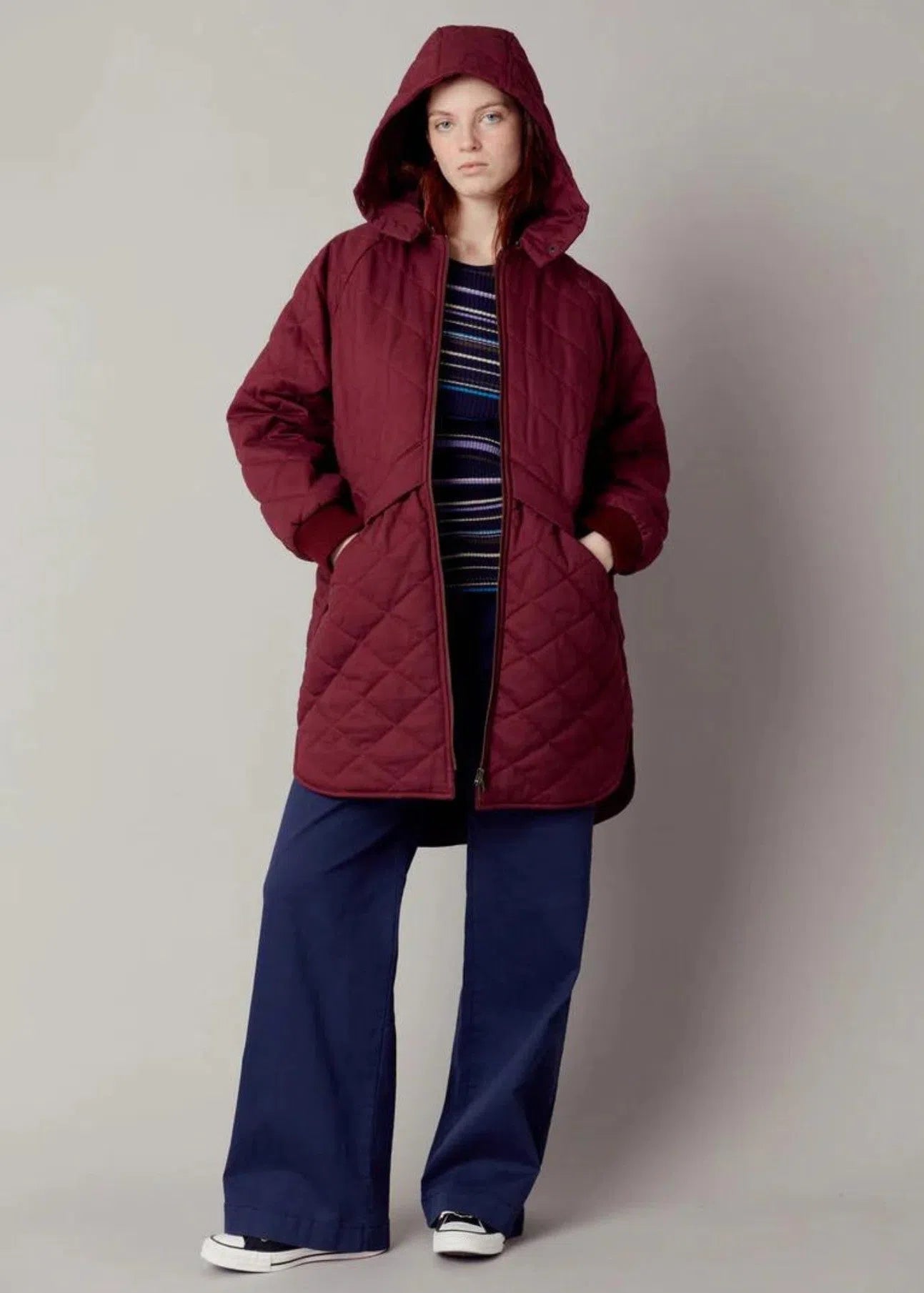 DANIELLA - Organic Cotton Coat Wine Red