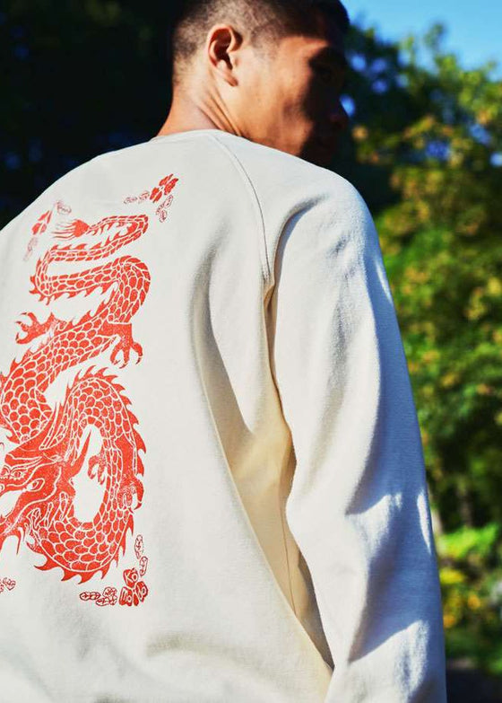 DRAGON - Back Print Organic Cotton Crewneck Sweat