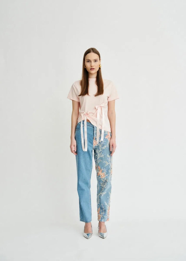 
                  
                    Delia Floral High Waisted Organic Mom Fit Embroidered Jeans
                  
                