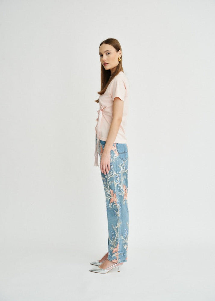 
                  
                    Delia Floral High Waisted Organic Mom Fit Embroidered Jeans
                  
                