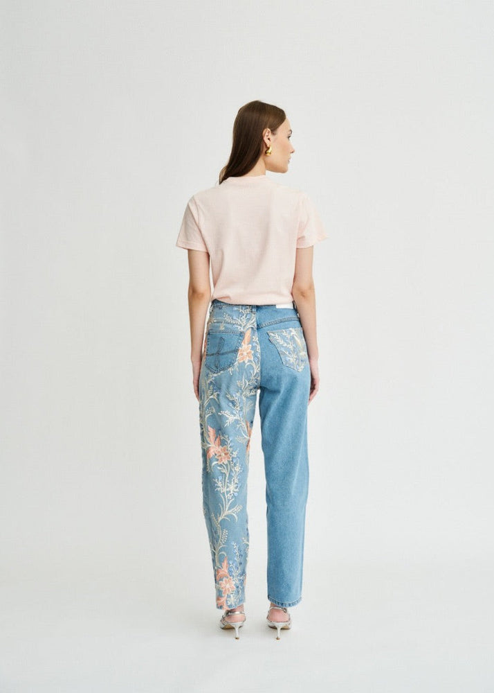 
                  
                    Delia Floral High Waisted Organic Mom Fit Embroidered Jeans
                  
                