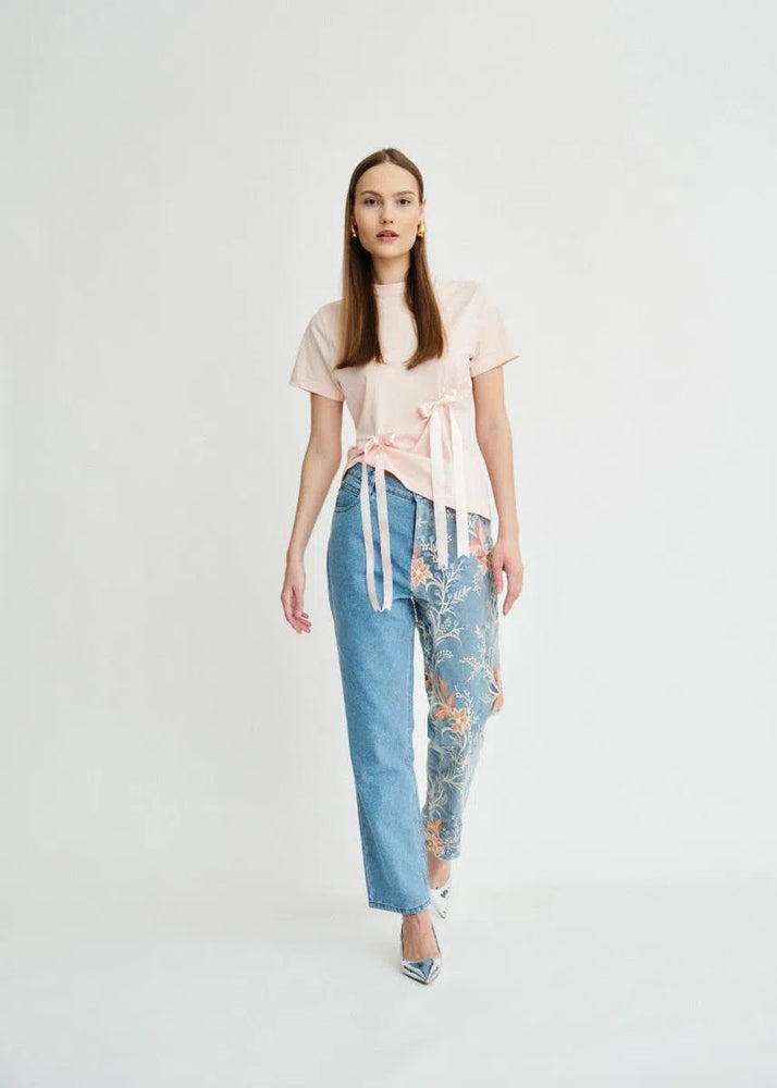 
                  
                    Delia Floral High Waisted Organic Mom Fit Embroidered Jeans
                  
                