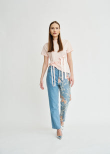  Delia Floral High Waisted Organic Mom Fit Embroidered Jeans