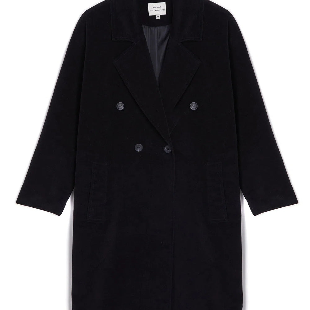 
                  
                    Women's Double Breasted Vegan Wool Coat - Black
                  
                