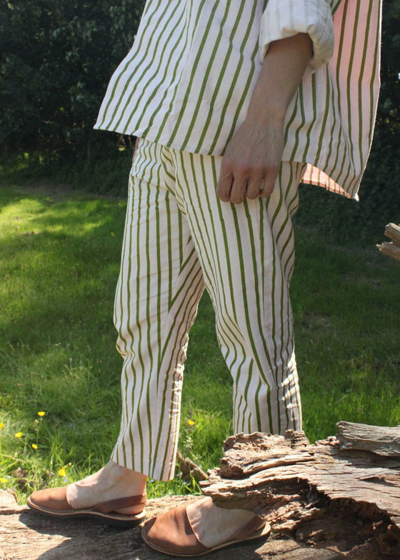 Estrella Pants in pink & green stripe