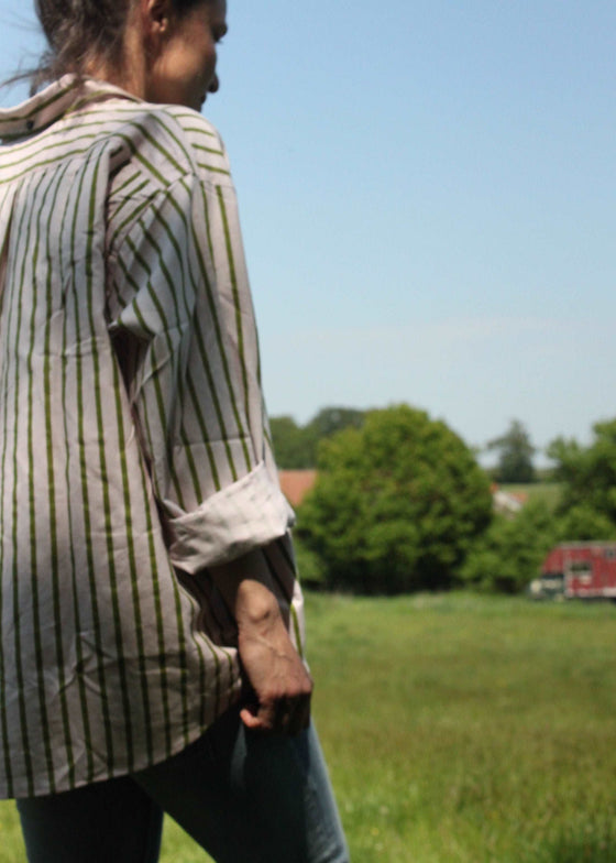 Estrella Shirt in pink & green stripe