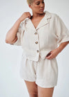 Ethically Made Beige Linen Lounge Co-ord Short Set