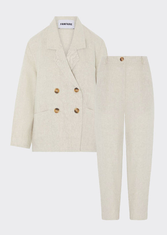 Ethically Made Beige Linen Suit Plain