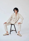 Ethically Made Beige Linen Suit Plain