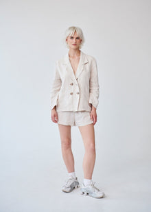  Ethically Made Beige Linen Suit With Shorts