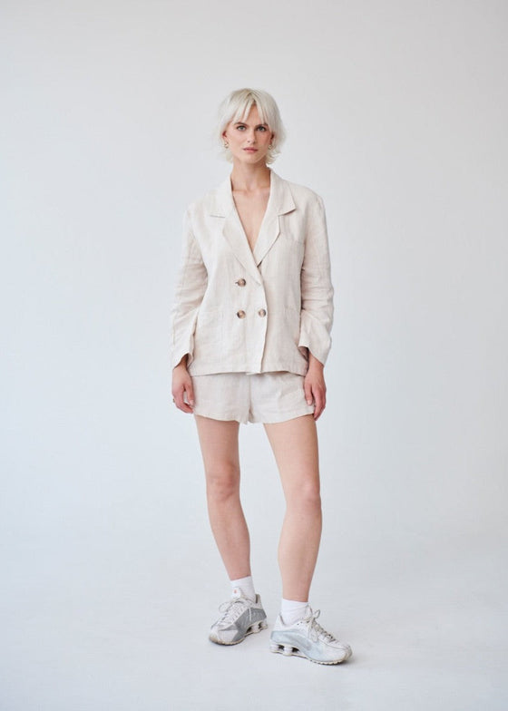 Ethically Made Beige Linen Suit With Shorts