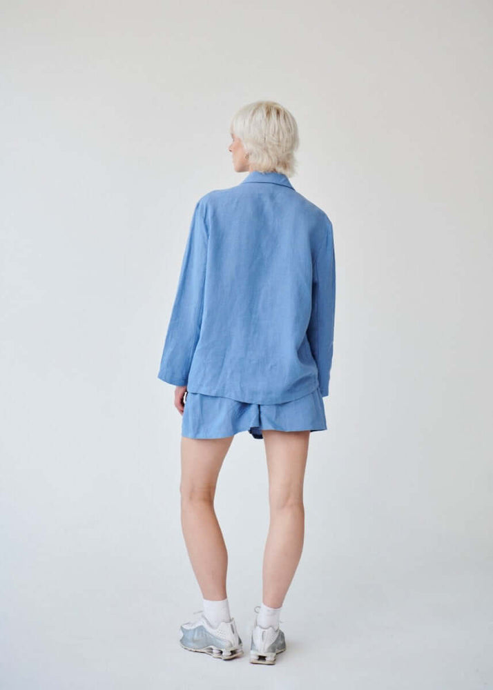 
                  
                    Ethically Made Blue Linen Suit With Shorts
                  
                