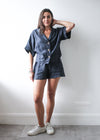 Ethically Made Navy Linen Lounge Co-ord Short Set