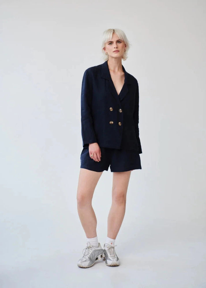 
                  
                    Ethically Made Navy Linen Suit With Shorts
                  
                