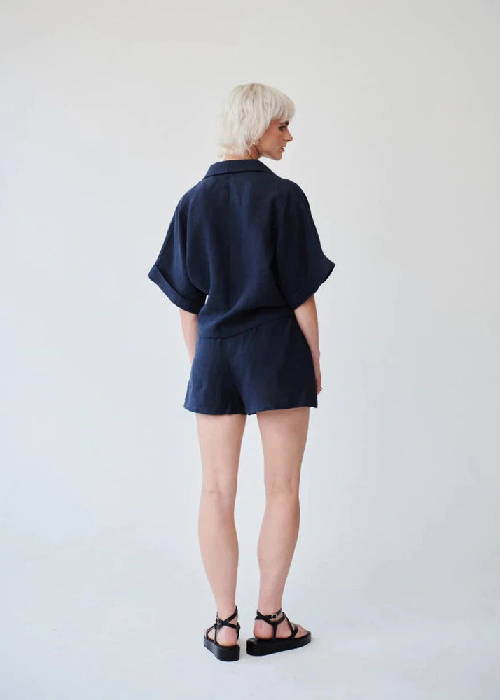 
                  
                    Ethically Made Navy Linen Suit With Shorts
                  
                