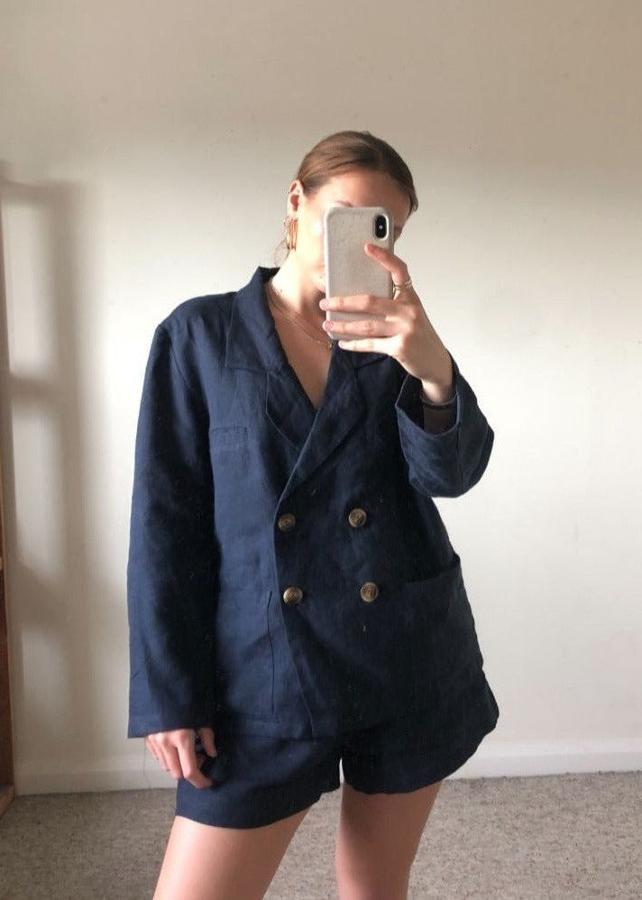 
                  
                    Ethically Made Navy Linen Suit With Shorts
                  
                