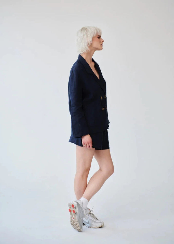 
                  
                    Ethically Made Navy Linen Suit With Shorts
                  
                