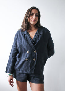  Ethically Made Navy Linen Suit With Shorts