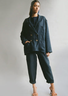  Ethically Made Navy Linen Suit