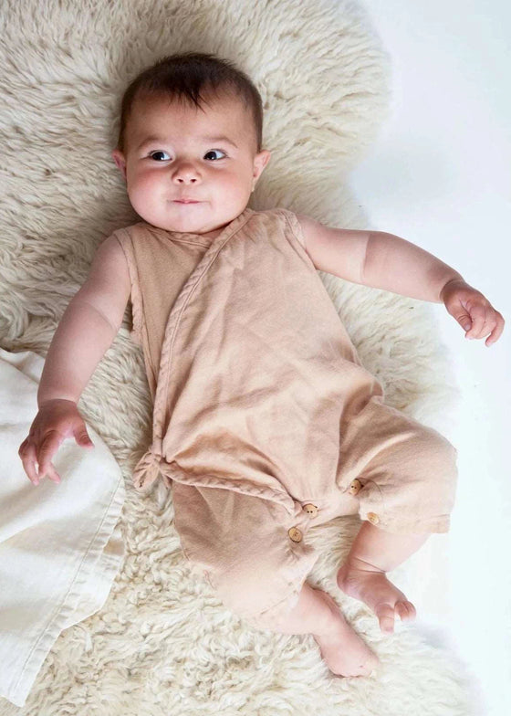 Evan Organic Cotton Baby Romper - Brown