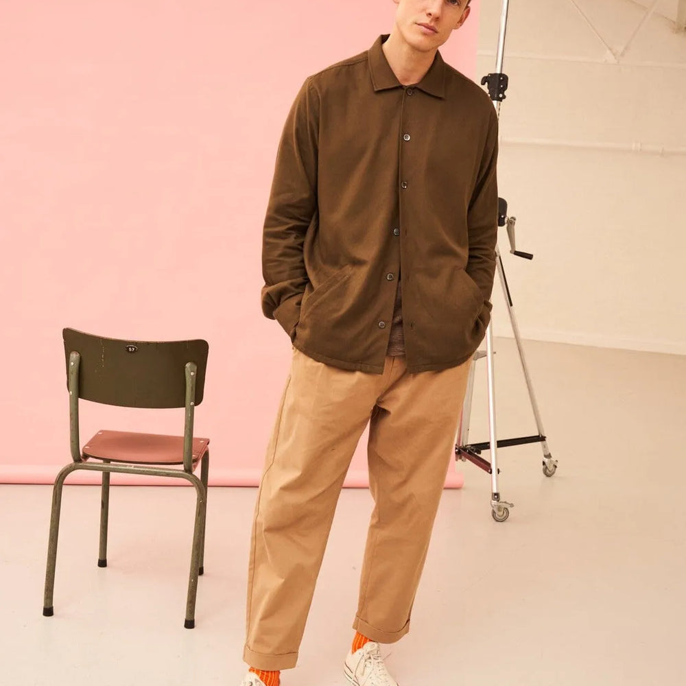 Organic Cotton stretch Oatmeal Pleated Trouser