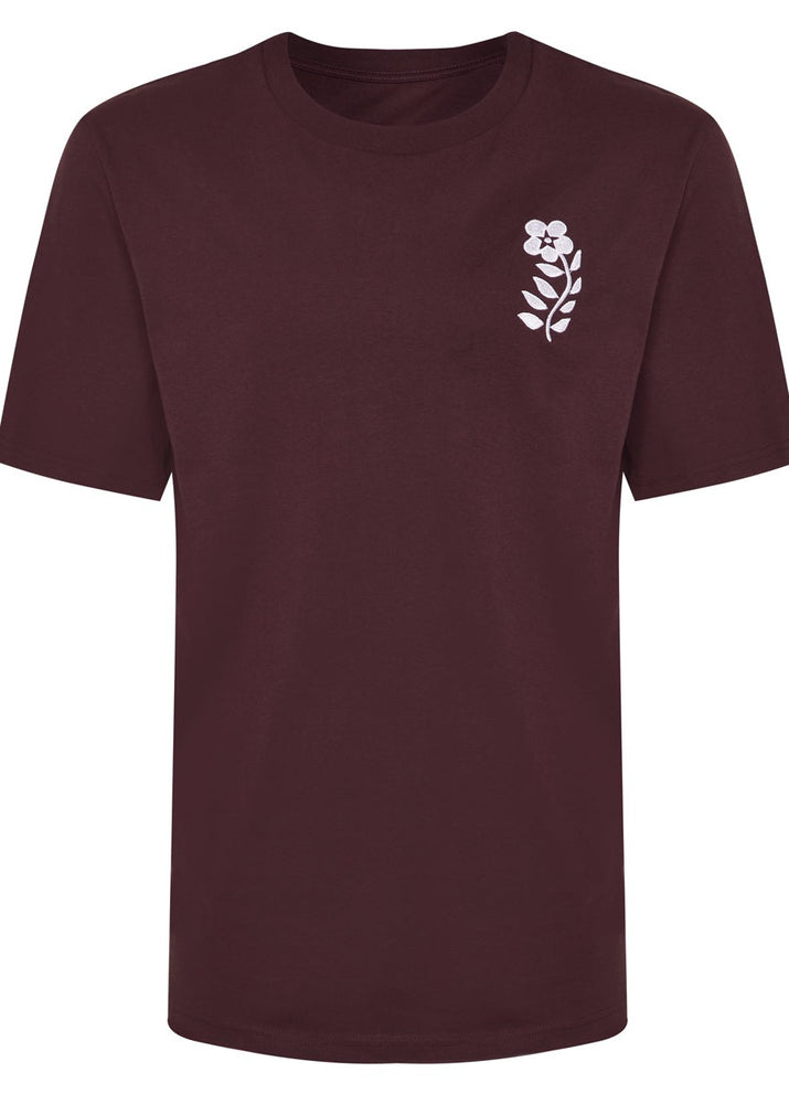 
                  
                    Men's Floral Embroidered Organic Cotton T-Shirt - Burgundy
                  
                