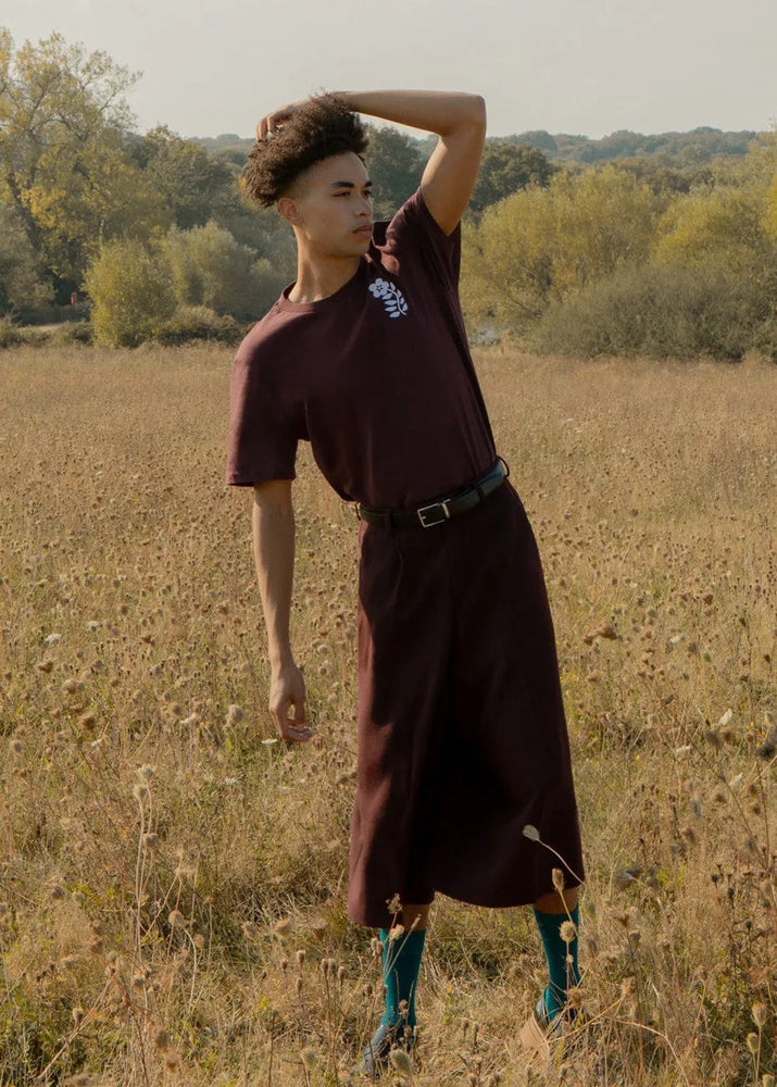 
                  
                    Men's Floral Embroidered Organic Cotton T-Shirt - Burgundy
                  
                