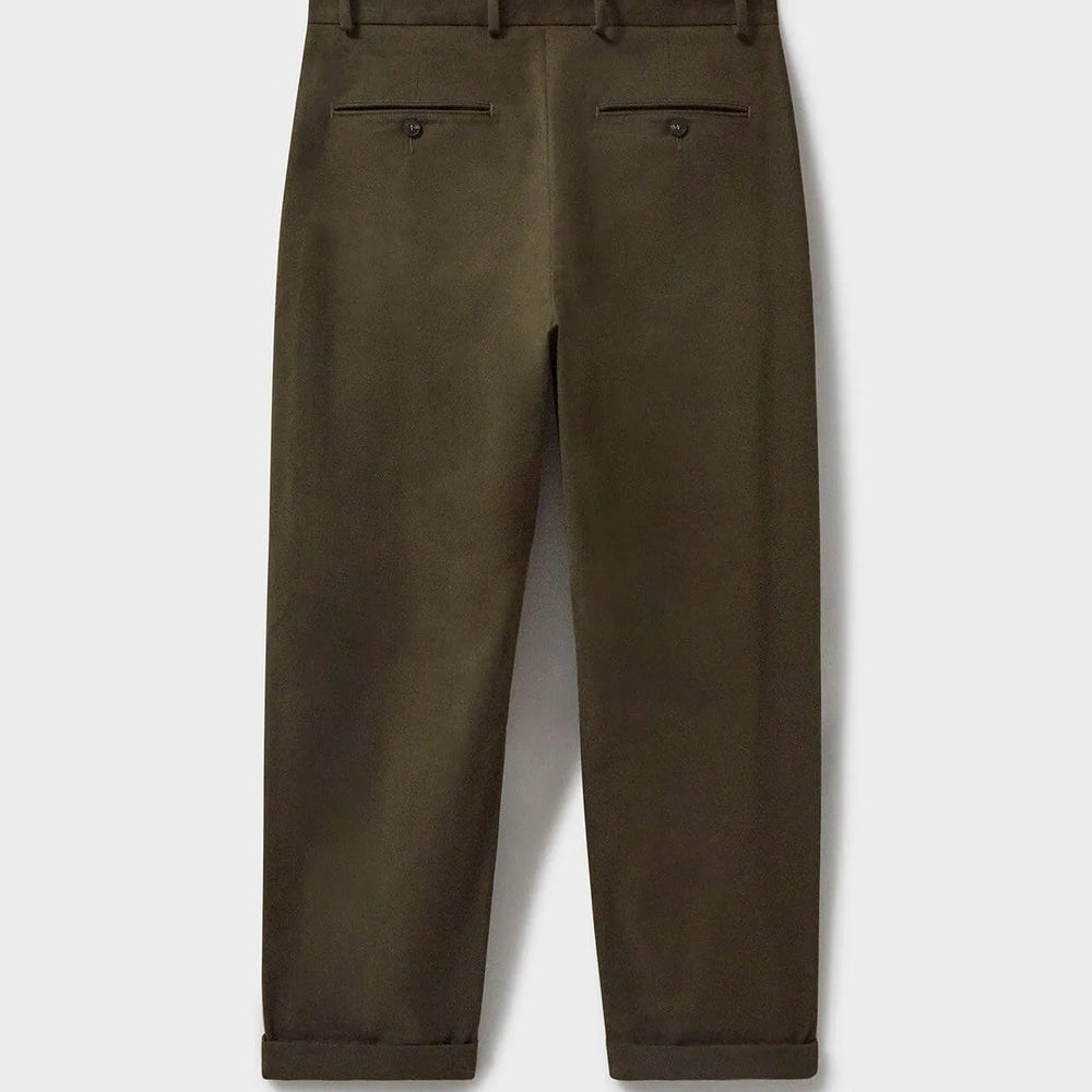 
                  
                    Organic Cotton stretch Deep Neem Green Pleated Trouser
                  
                